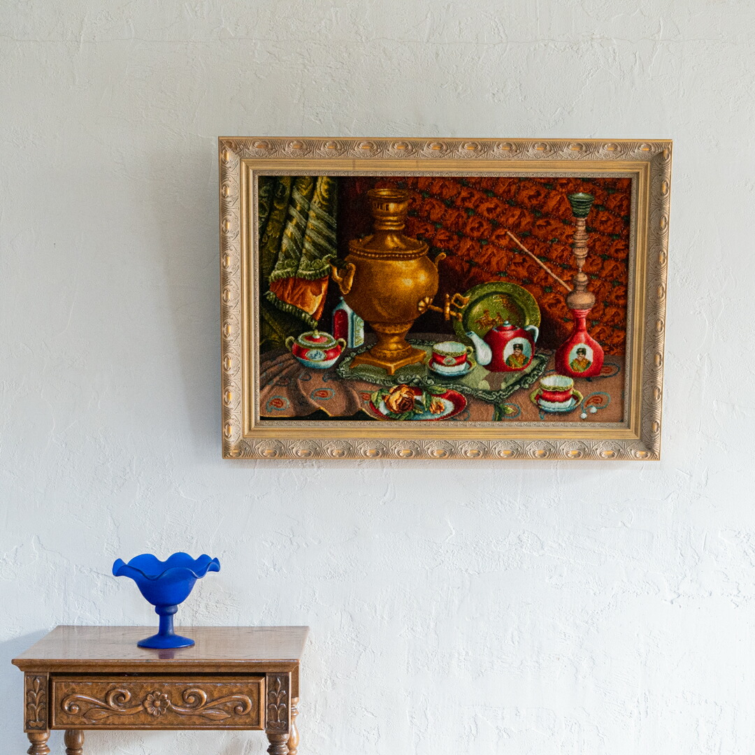 【アウトレット商品】【ペルシャ手織り絨毯】額縁49×68cm タブリーズ産（送料無料 手織り 天然 かわいい おしゃれ 北欧 おうち時間 人気 絨毯 ペルシャ 絵画 アート）