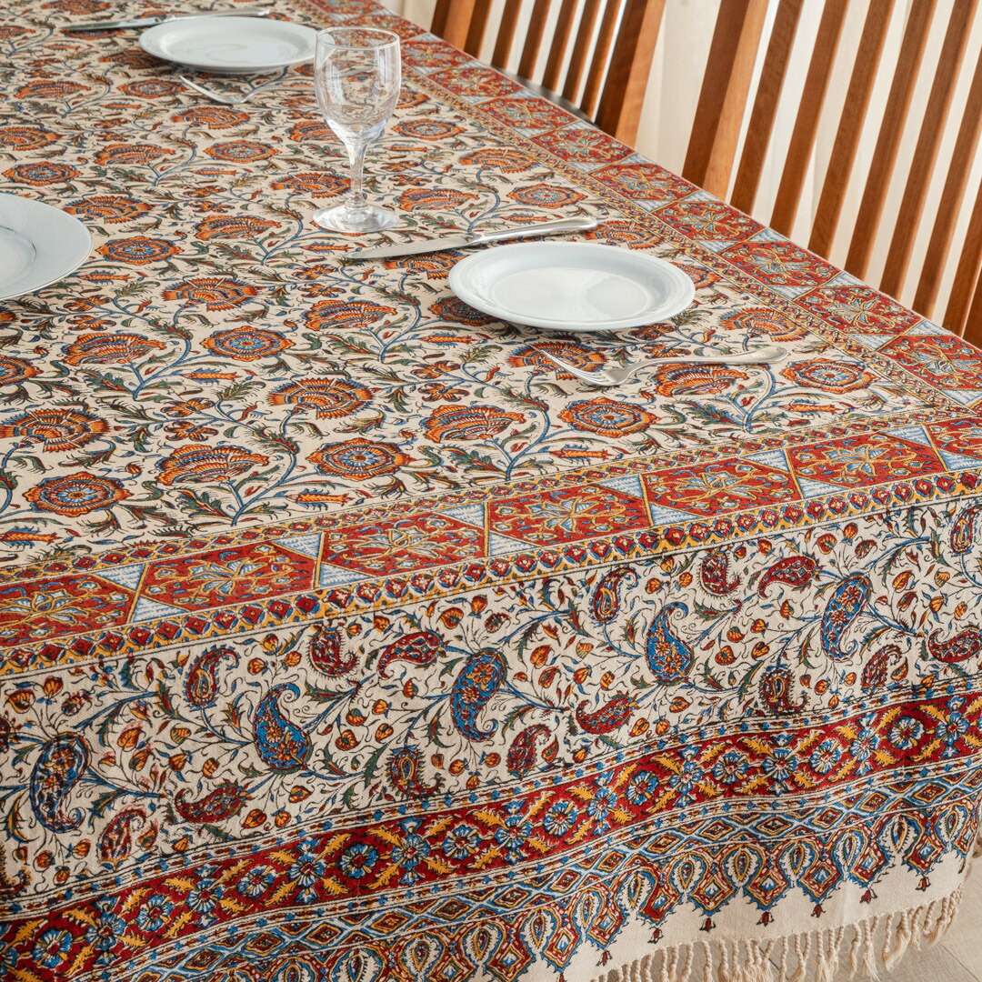 【本場イラン産】220&times;280cm ペルシャ更紗　220&times;280cm　総柄　ブラウン（ペルシャ絨毯風 洗える マルチカバー テーブルカバー ソファーカバー ギフト テーブルクロス 綿 コットン ガラムカール おしゃれ　送料無料）｜イラン産絨毯 ペルシャダイレクト