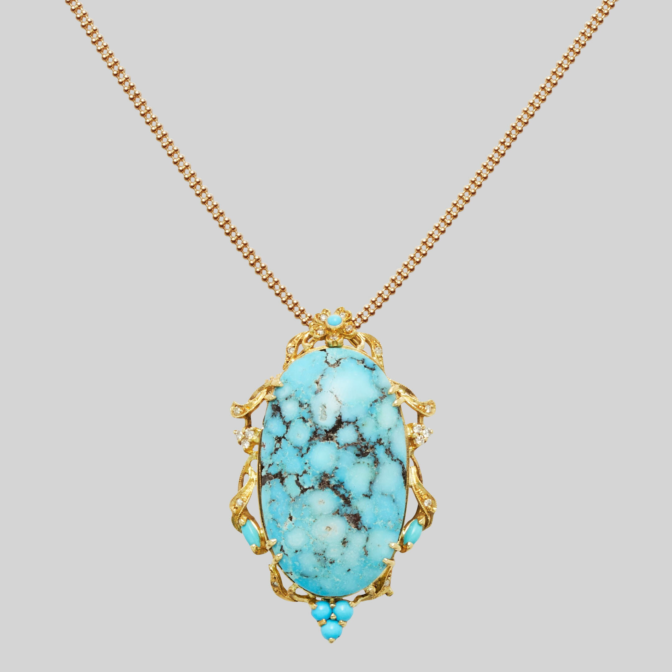 ターコイズ　ブローチ 檜佐 賢治 ターコイズ ブローチ K18WG 18.6g パール サファイア