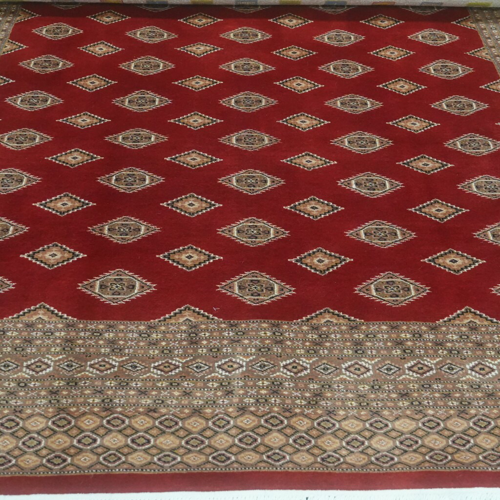【パキスタン絨毯 手織り】直輸入 203x203cm レッド JA9226