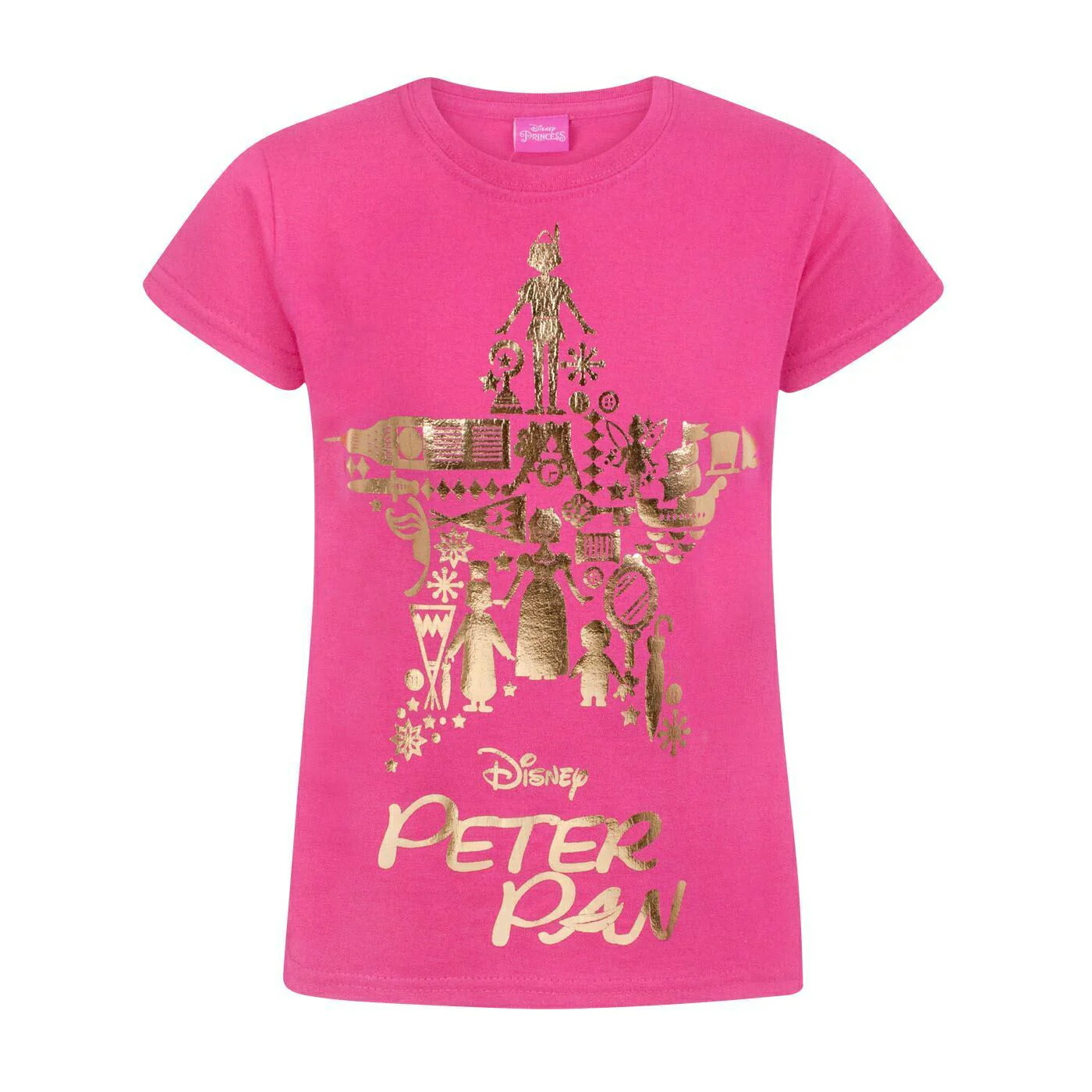 (ピーター・パン) Peter Pan オフィシャル商品 キッズ・子供 ガールズ Tシャツ ゴールドフォイル 半袖 トップス 【海外通販】画像