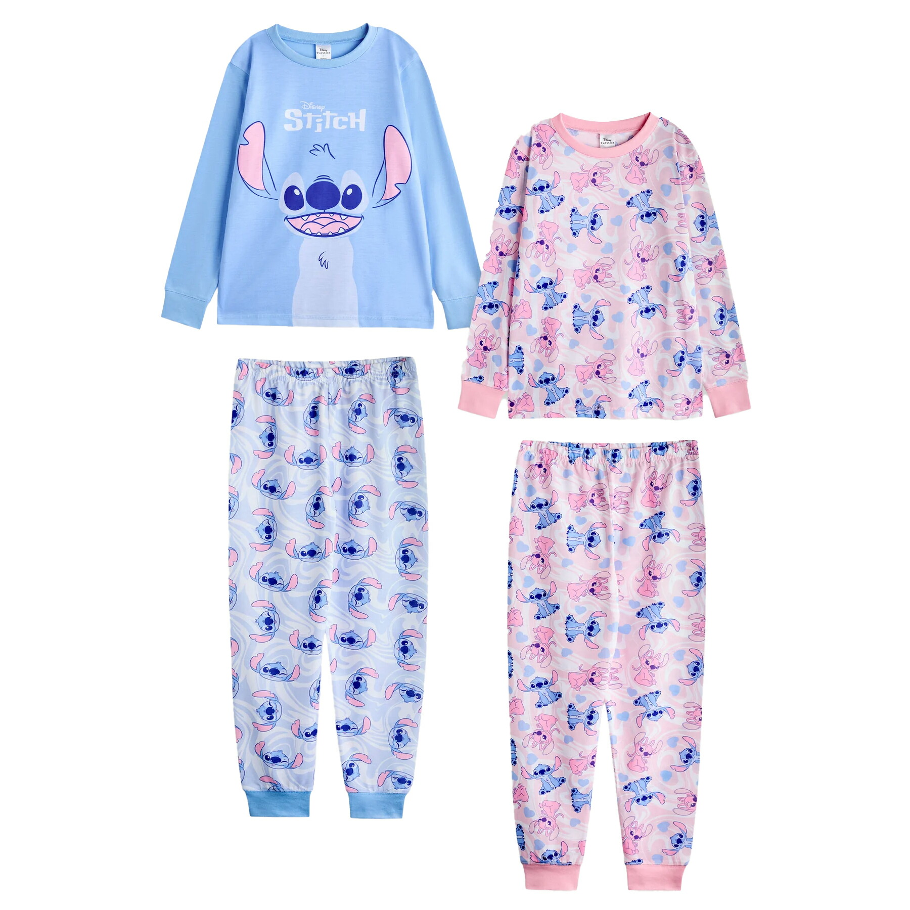 (リロ・アンド・スティッチ) Lilo & Stitch オフィシャル商品 キッズ・子供 ガールズ スティッチとエンジェル パジャマ 長袖 上下セット (2セット) 【海外通販】画像
