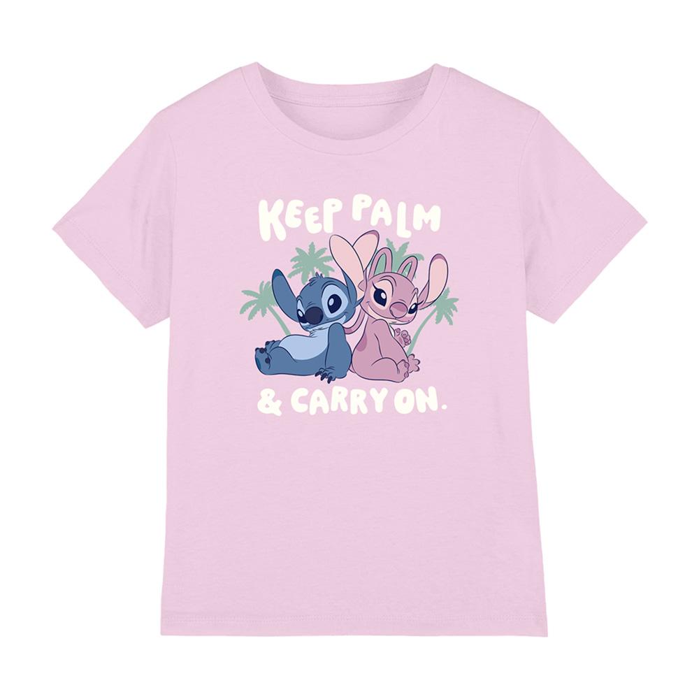 (リロ・アンド・スティッチ) Lilo & Stitch オフィシャル商品 キッズ・子供 Keep Palm Tシャツ スティッチとエンジェル 半袖 トップス 【海外通販】画像