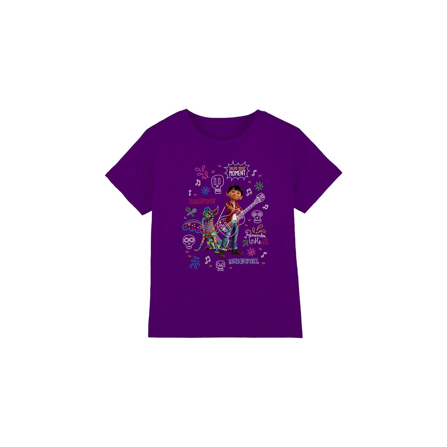 (リメンバー・ミー) Coco オフィシャル商品 キッズ・子供 ミゲル ダンテ Tシャツ Quotes And Colourful Doodles 半袖 トップス 【海外通販】画像