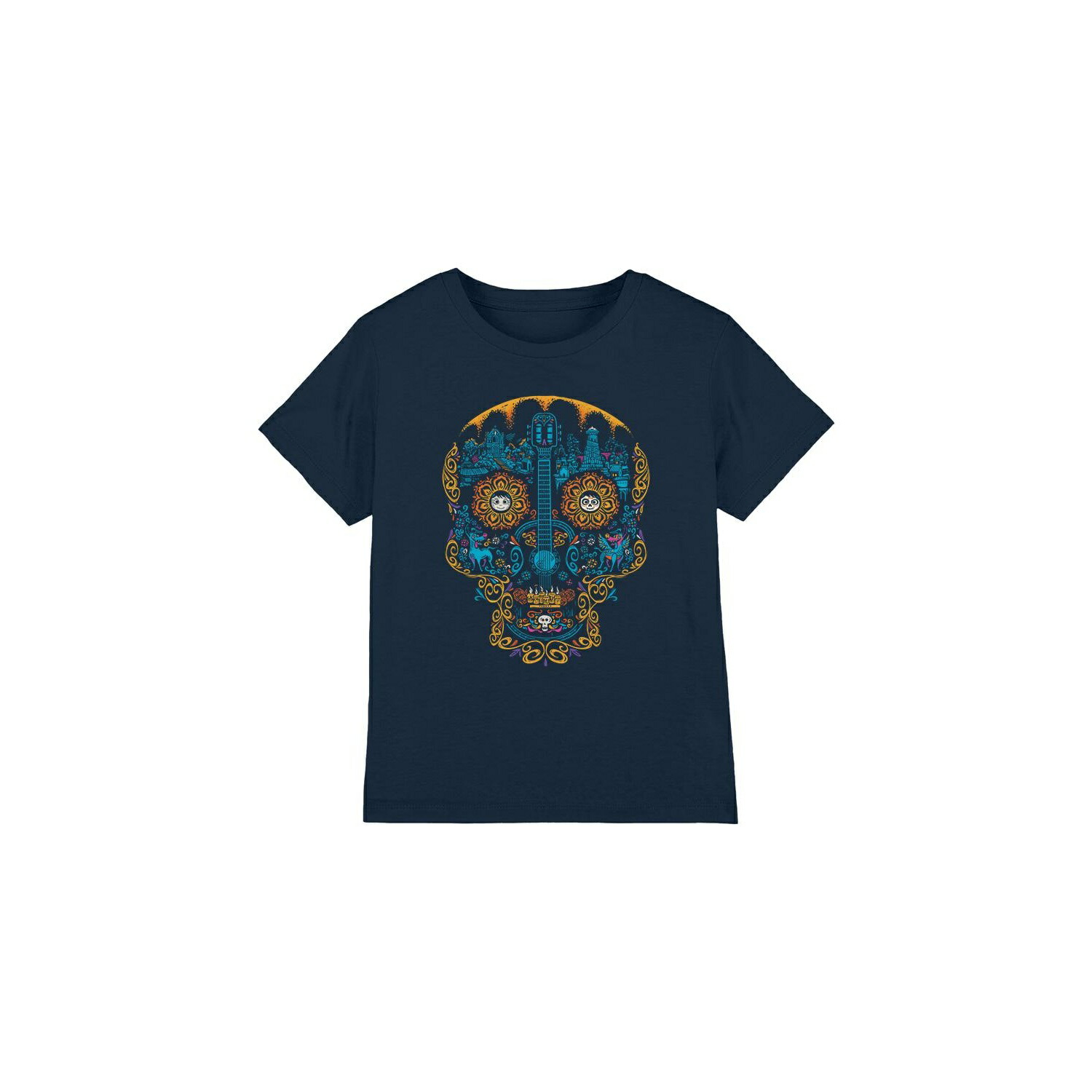 (リメンバー・ミー) Coco オフィシャル商品 キッズ・子供 Day Of The Dead Tシャツ ミゲル ダンテ カラフルスカル 半袖 トップス 【海外通販】画像