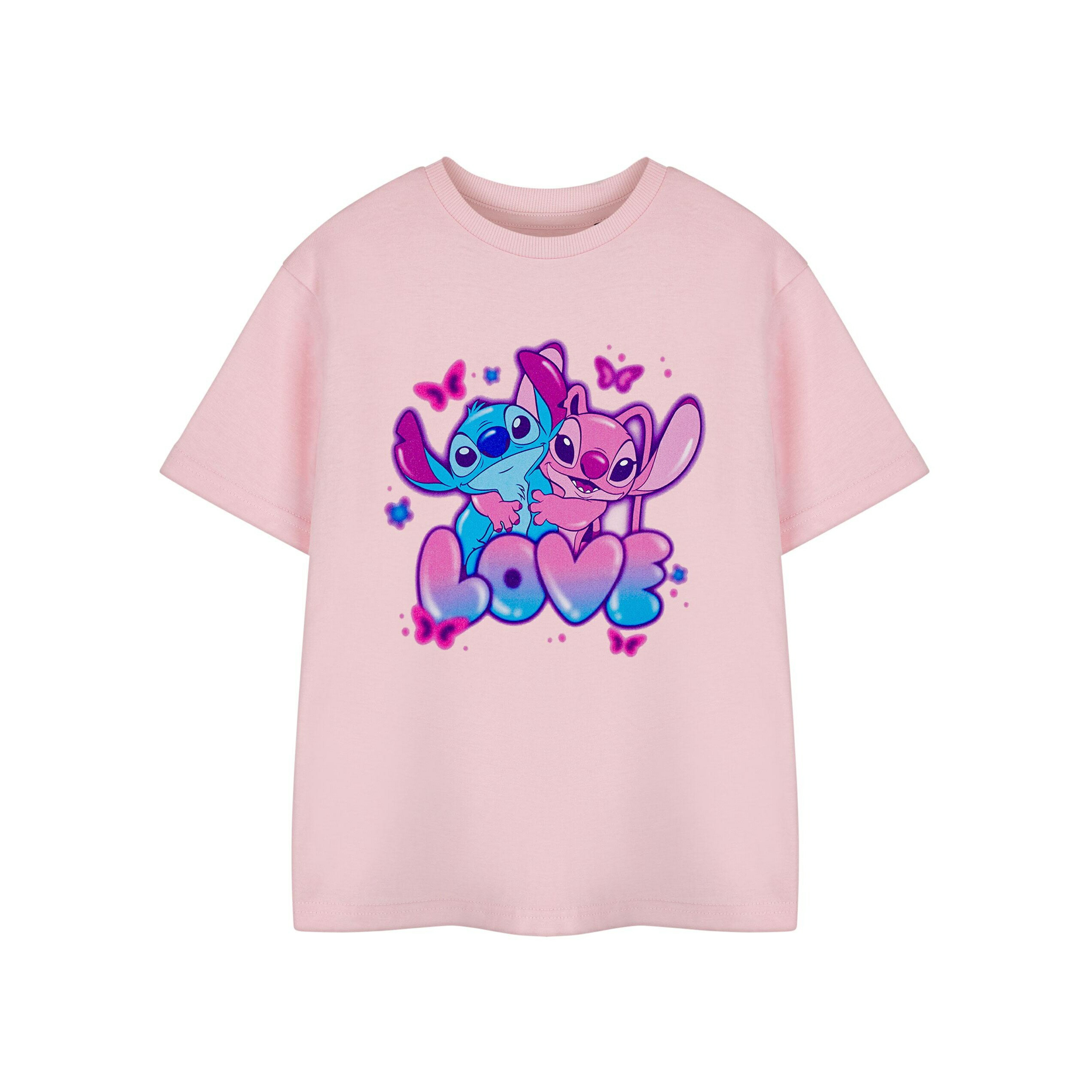 (リロ・アンド・スティッチ) Lilo & Stitch オフィシャル商品 キッズ・子供 ガールズ Tシャツ Love 半袖 トップス 【海外通販】画像