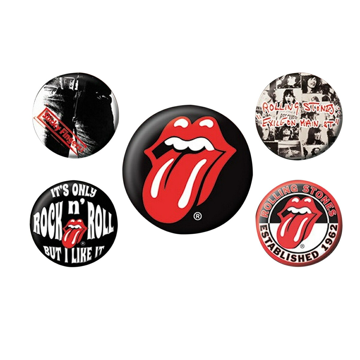 楽天市場 ローリング ストーンズ The Rolling Stones オフィシャル商品 バンド ロゴ 缶バッジ 6個セット 楽天海外直送 Pertemba Japan