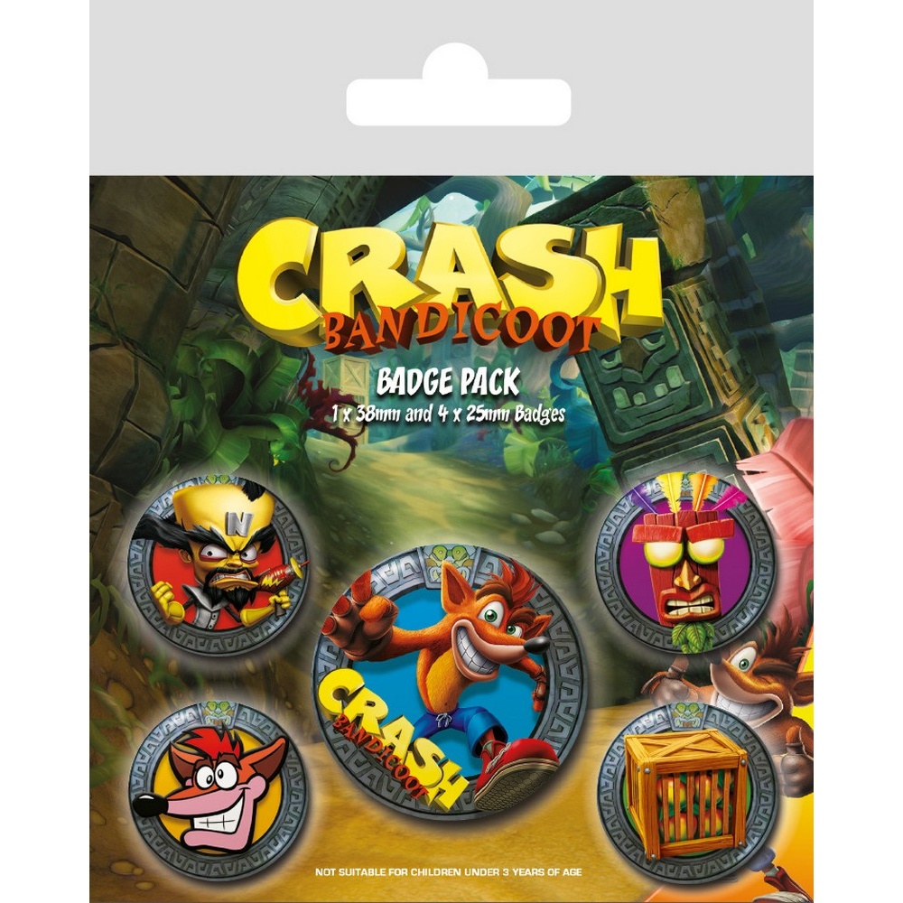 楽天市場 クラッシュ バンディクー Crash Bandicoot オフィシャル商品 ポップアウト バッジセット 5個組 楽天海外直送 Pertemba Japan