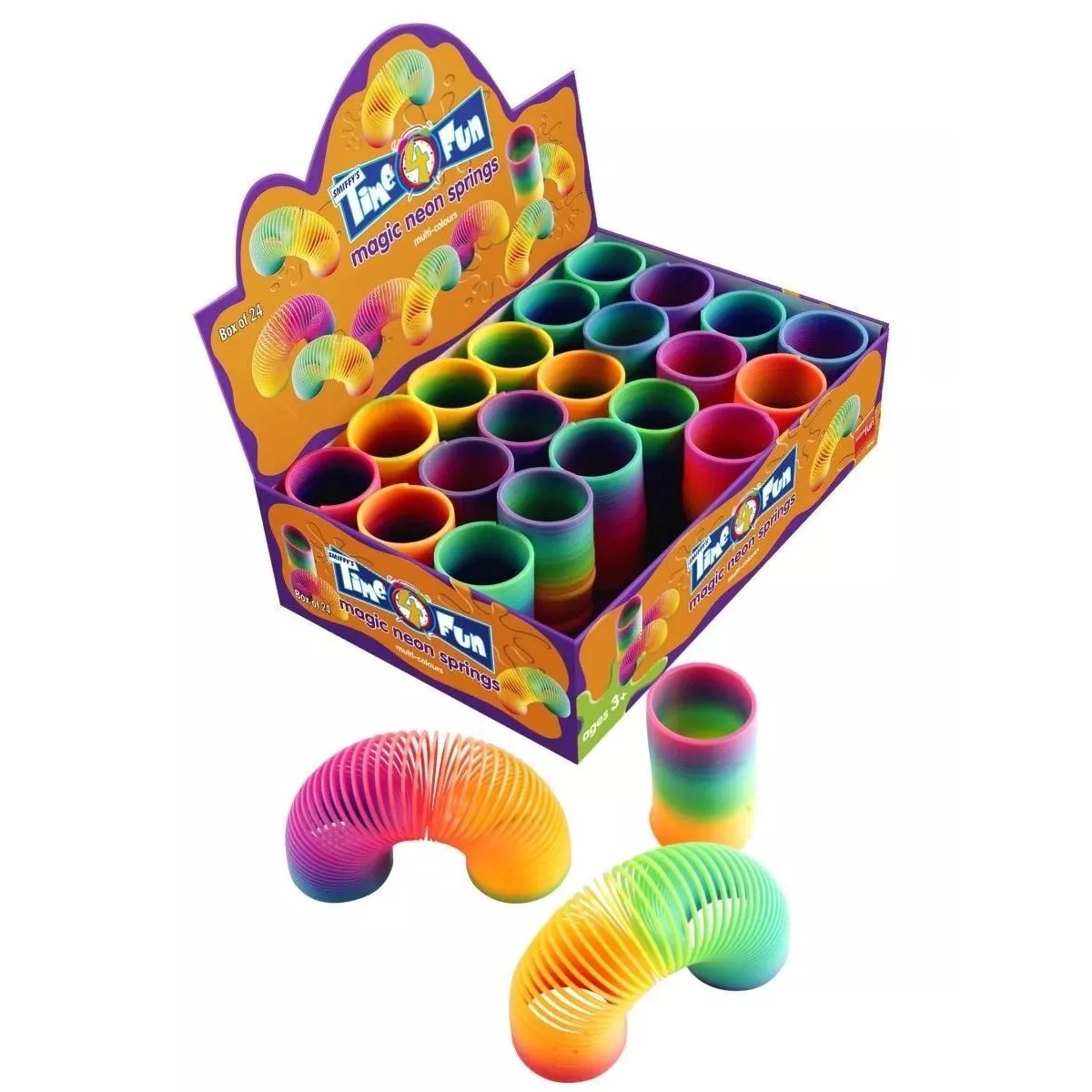 (スミッフィーズ) Smiffys ネオン マジック バネおもちゃ トイ 玩具 (24個セット) 【海外通販】