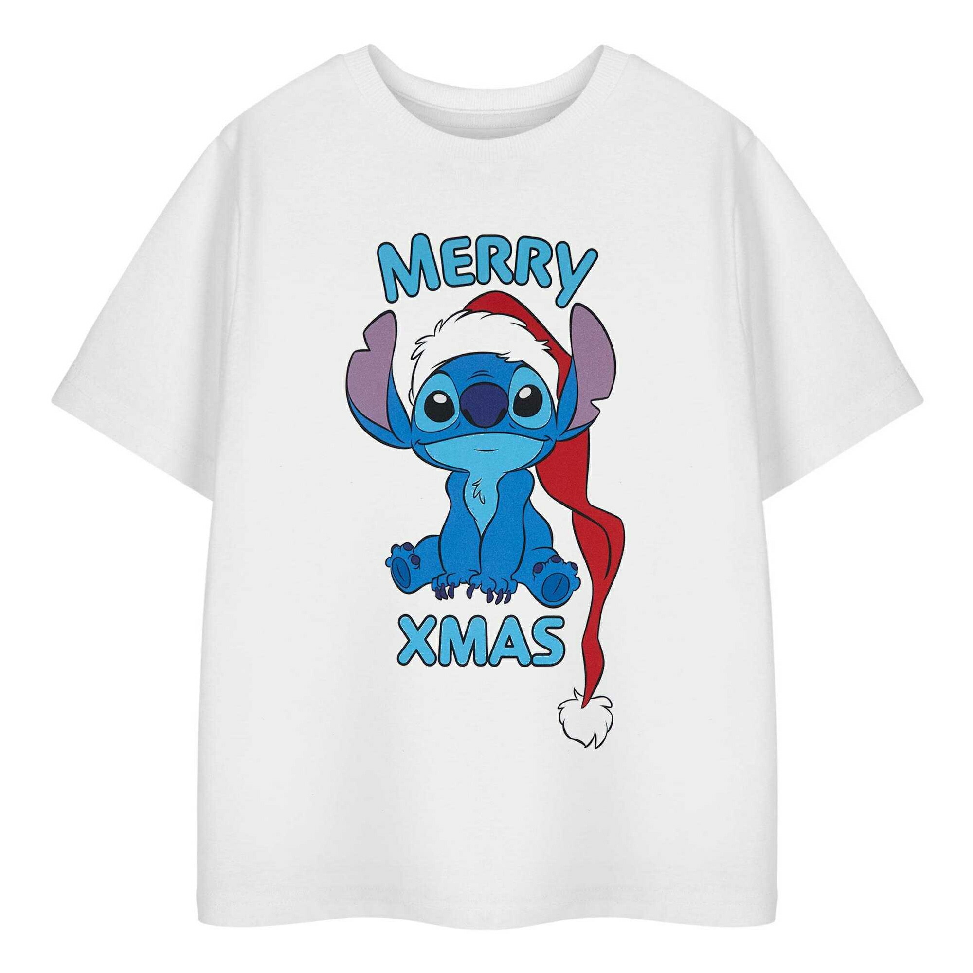 (リロ・アンド・スティッチ) Lilo & Stitch オフィシャル商品 キッズ・子供 ガールズ Tシャツ Merry Xmas 半袖 トップス 【海外通販】画像