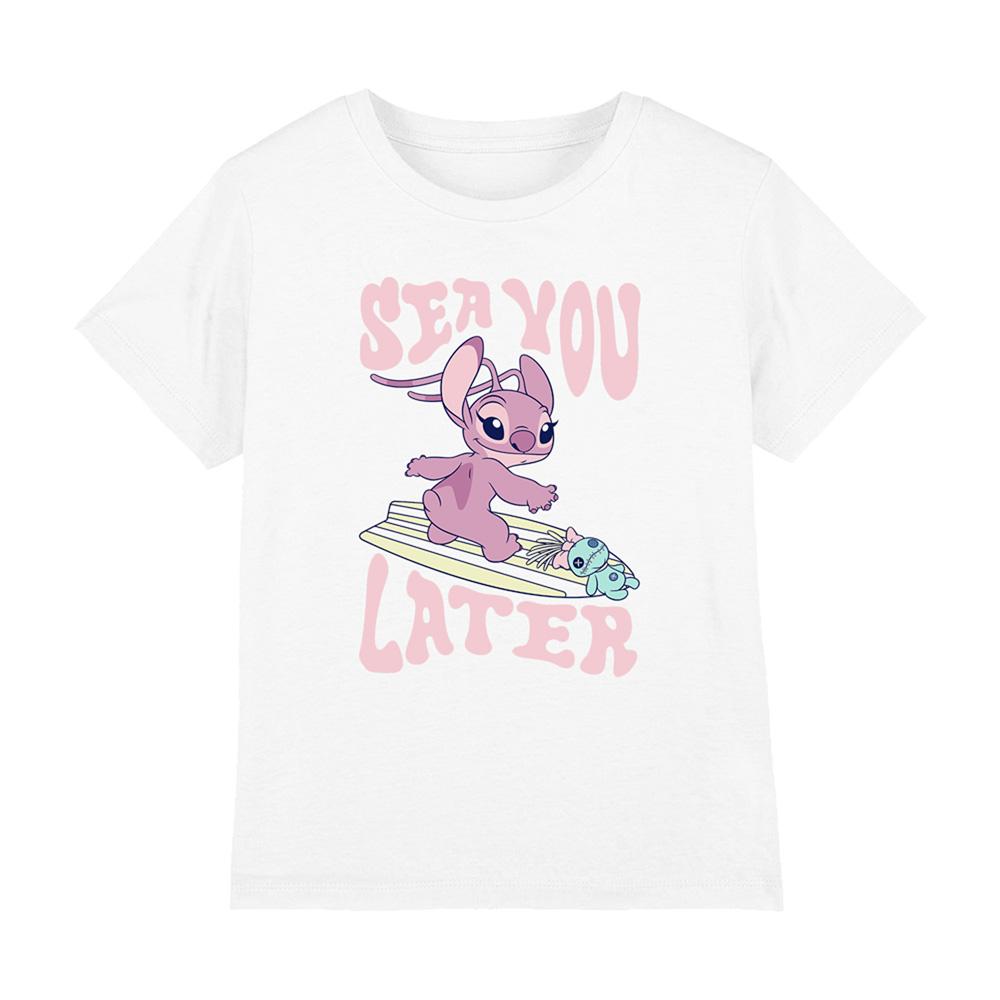 (リロ・アンド・スティッチ) Lilo & Stitch オフィシャル商品 キッズ・子供 Sea You Later Tシャツ エンジェル 半袖 トップス 【海外通販】画像