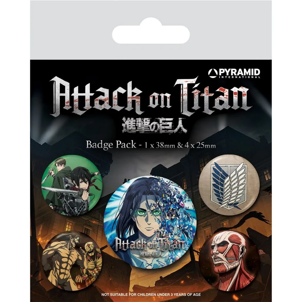 (進撃の巨人) Attack on Titan オフィシャル商品 バッジ セット (5個組) 【海外通販】画像