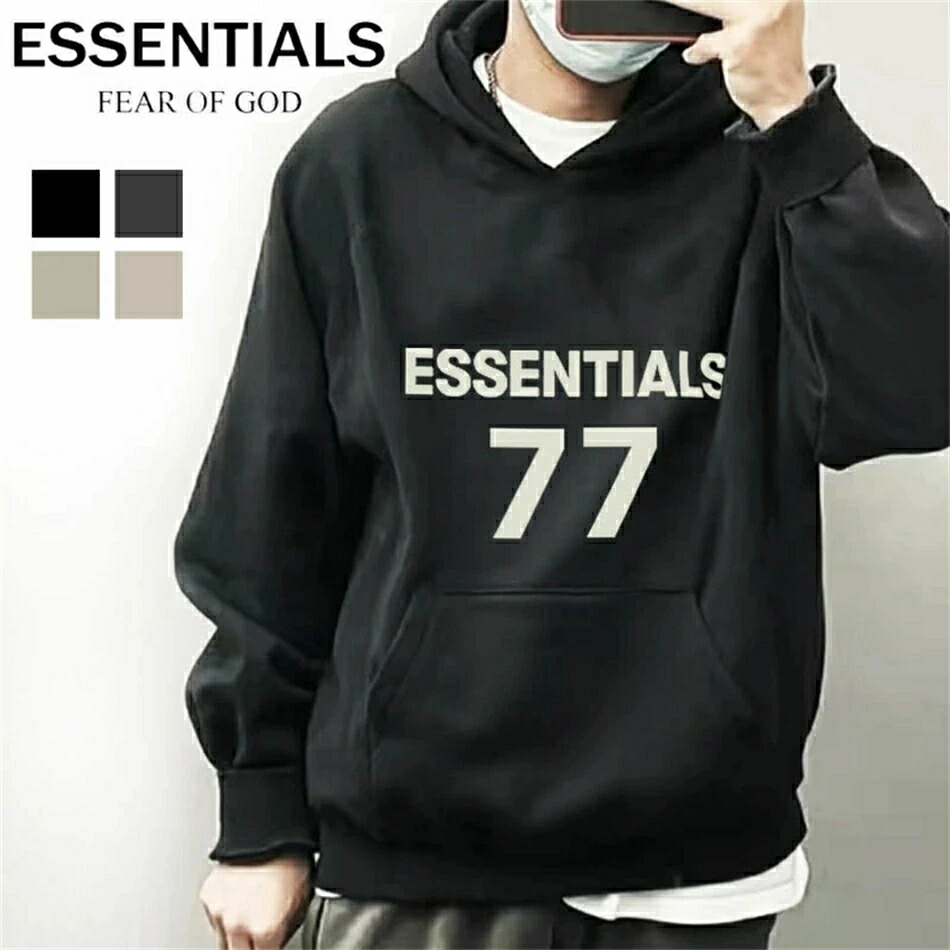 ESSENTIALS パーカー 人気 大きいサイズ プルパーカー フード付き 長袖トップス トレーナー ストリート スウェット 77カジュアル 無地 シンプル プルオーバースウェット メンズ レディース 春 秋 冬服