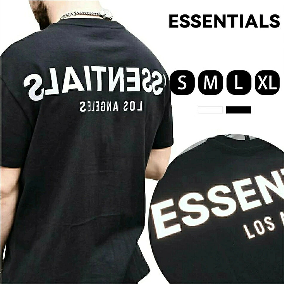 「スーパーDEAL」ESSENTIALS エッセンシャルズ Tシャツ 半袖 メンズ レディース Logo T-Shirt 反射 ロゴ Tシャツ ブラック ホワイト