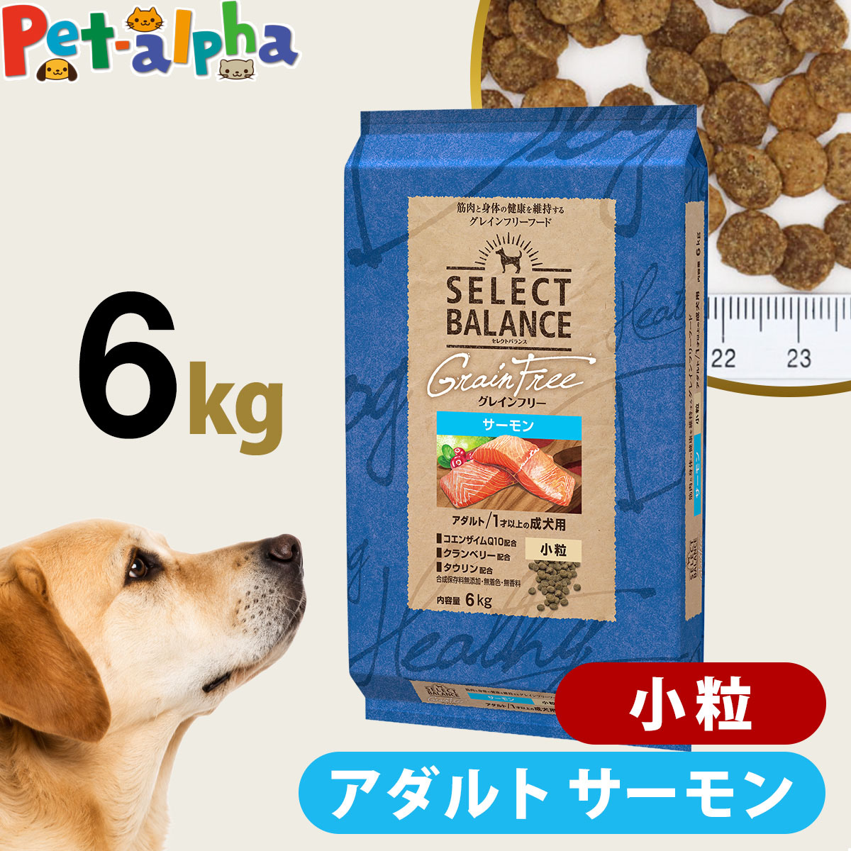 セレクトバランス グレインフリー アダルト サーモン 小粒 6kg 成犬 1才以上の成犬用 穀物不使用 犬 ドッグフード フード ドライ 穀物アレルギー配慮 心臓の健康維持
