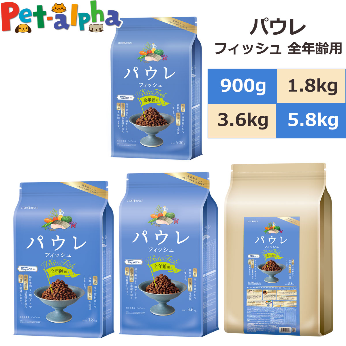 ライトハウス パウレ フィッシュ 全年齢用 犬 ドッグ ドック ナチュラル フード デンタル グルテンフリー 魚 子犬 パピー 成犬 アダルト 高齢犬 シニア ペット Pawle