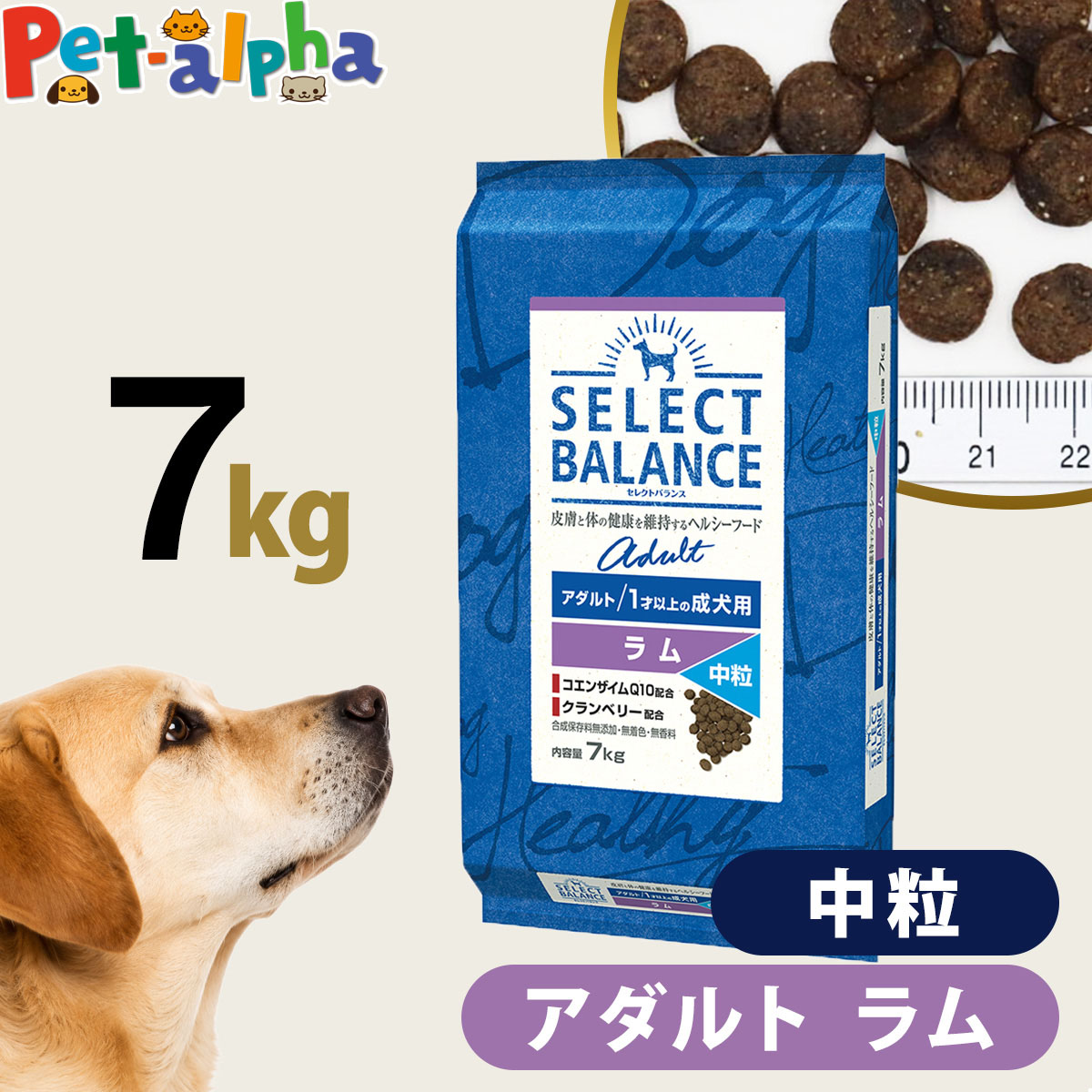 セレクトバランス アダルト ラム 中粒 7kg 成犬 羊肉 １才以上成犬 犬 ドッグフードドライ 低脂肪 ヘルシー ドック 米 腸内環境 ミルクプロテイン｜ペットアルファー店