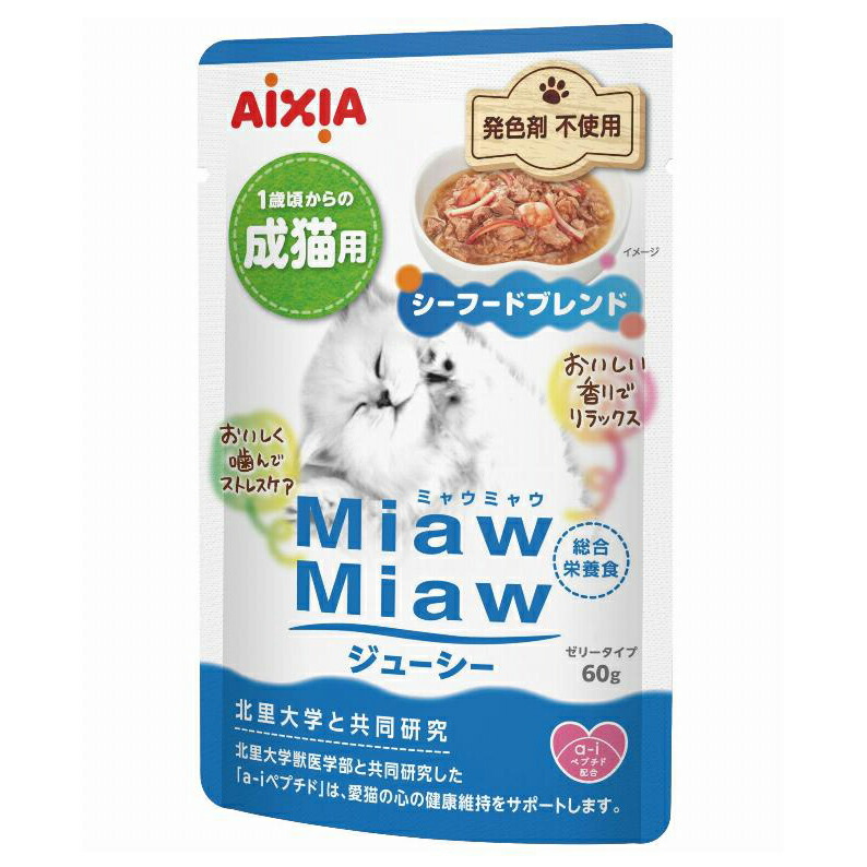楽天市場】アイシア ミャウミャウジューシー シーフードブレンド 60g