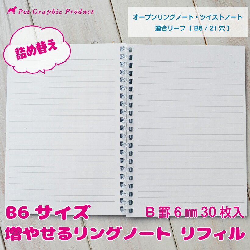 楽天市場】文具 オープンリングノート 《 B6・21穴 追加・交換リフィル