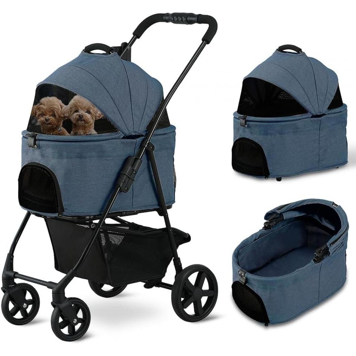 アイリスオーヤマ 3WAYペットカート TPC-990 ネイビー 小型犬 中型犬 折り畳み 分離型 カート キャリー ドライブボックス ペットカート