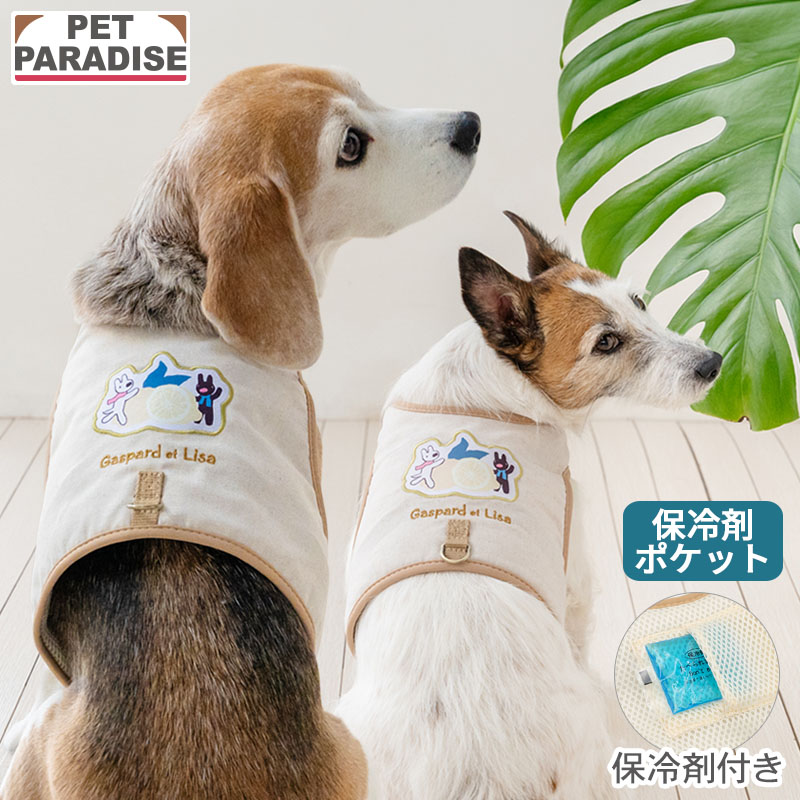 【ペットパラダイス公式】 リサとガスパール 犬 クール ハーネス シトラス 保冷剤付き 小型犬 中型犬 | ベージュ レモン ひんやり ポケットクール 夏 保冷剤 おでかけ お出かけ お散歩 おさんぽ おしゃれ かわいい