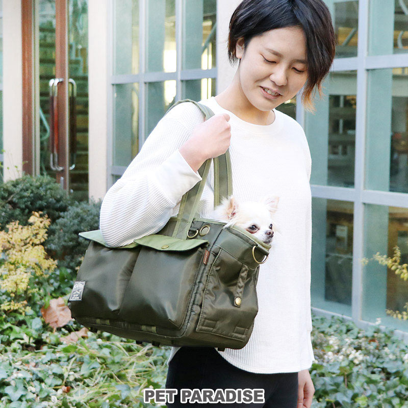 市場 ポイント10倍 犬 超小型犬 キャリーバッグ カーキ ショルダー 四角 ボストン