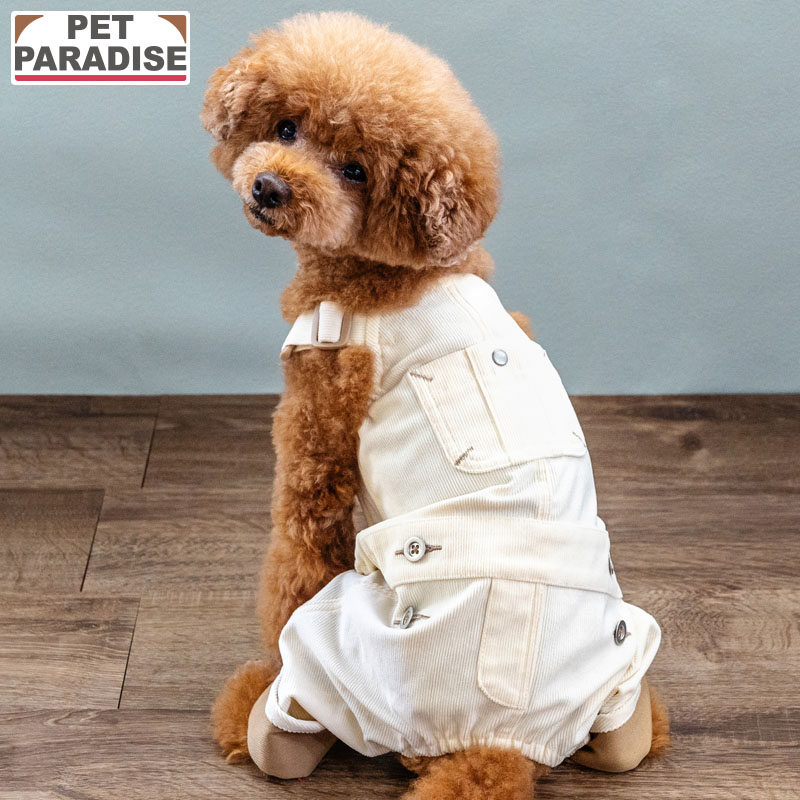 【880円OFF&最大2000円OFFｸｰﾎﾟﾝ】犬 服 秋 コーデュロイ オーバーオール 小型犬 | ブランド カジュアル おしゃれ かわいい かっこいい ホワイト