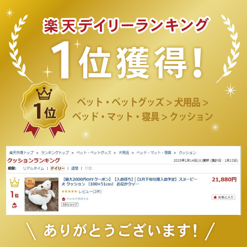 1000円OFFクーポン】スヌーピー 犬 クッション （100×51cm