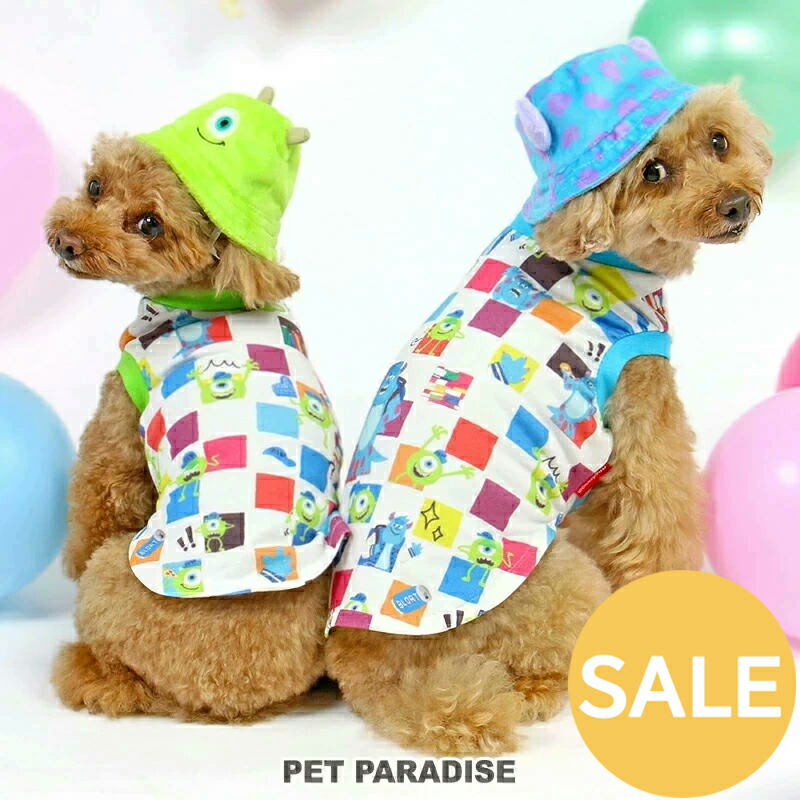 ☆ディズニー セール 犬 服 春夏 犬 服 Tシャツ サリー 小型犬 バケットハット付き モンスターズ・ユニバーシティ | アウトレット sale 【返品交換不可】 帽子 夏 おしゃれ かわいい ぼうし 被り物 バケハ セット画像