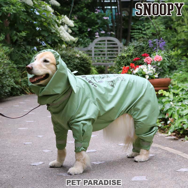 楽天市場 500円クーポン対象 犬 レインコート スヌーピー レインコート フルカバータイプ 中 大型犬 スヌード付き ビーグル スカウト柄 ﾏﾗｿﾝ限定送料無料 グッズ カッパ 反射 撥水 雨具 キャラクター 7days ペットパラダイス