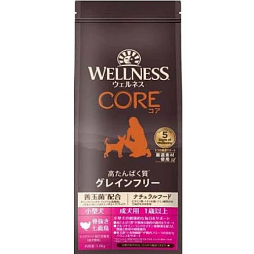【2個仕掛ける】ウェルネス 中核グループ 小型犬 成犬用（1歳以上） 骨抜きターキー 1.8kg×2個（ドッグフード）