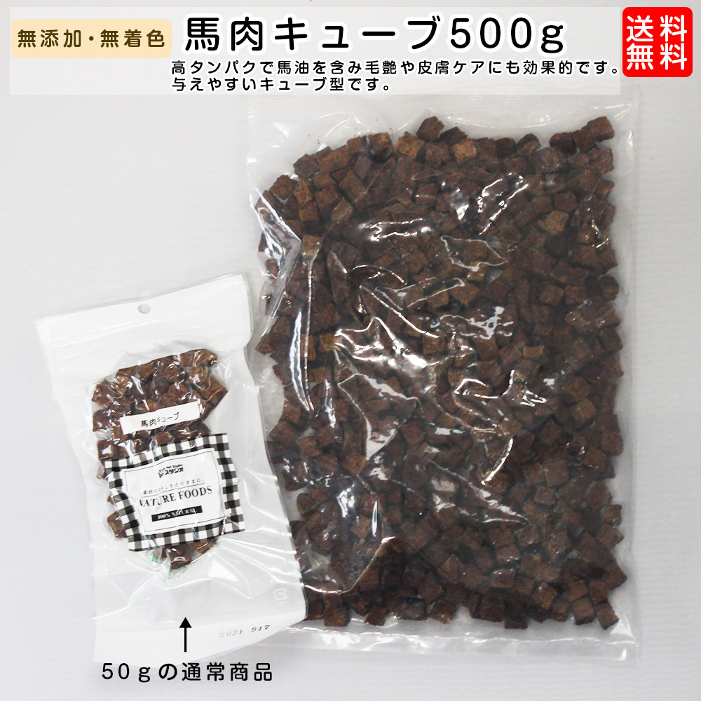 楽天市場 犬 おやつ 無添加 国産 馬肉キューブ 大容量の500g ブリーダーパック ペット用おやつ 多頭飼い 大型犬 業務用 徳用サイズ 犬用ドッグフード いぬ イヌ ご飯 おやつ えさ エサ ドライウェット缶詰 新生活 ペットスタジオ