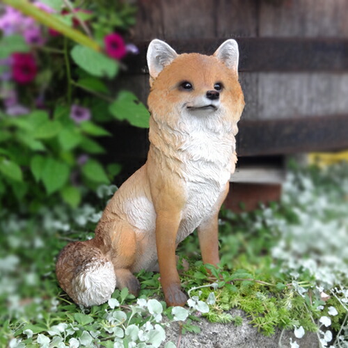 ■ガーデンオブジェ■庭の動物たち座りフォックス