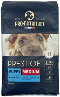 プレスティージ 犬用 パピー 中粒 12kg 全犬種 中型犬～大型犬用ドッグフード 無添加 ペット先進国のフランス産 総合栄養食 国内正規品［正規販売店］【送料無料 但し、北海道・沖縄県・離島除く】｜ペットフードマルシェピーチ