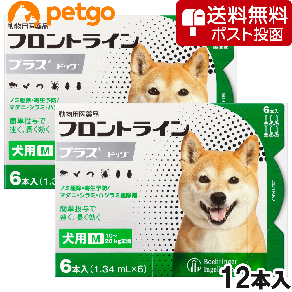 【ネコポス(同梱不可)】【2箱書き割り】犬用フロントラインプラスドッグM 10kg～20kg 6本（毛の荒物用飲み薬）