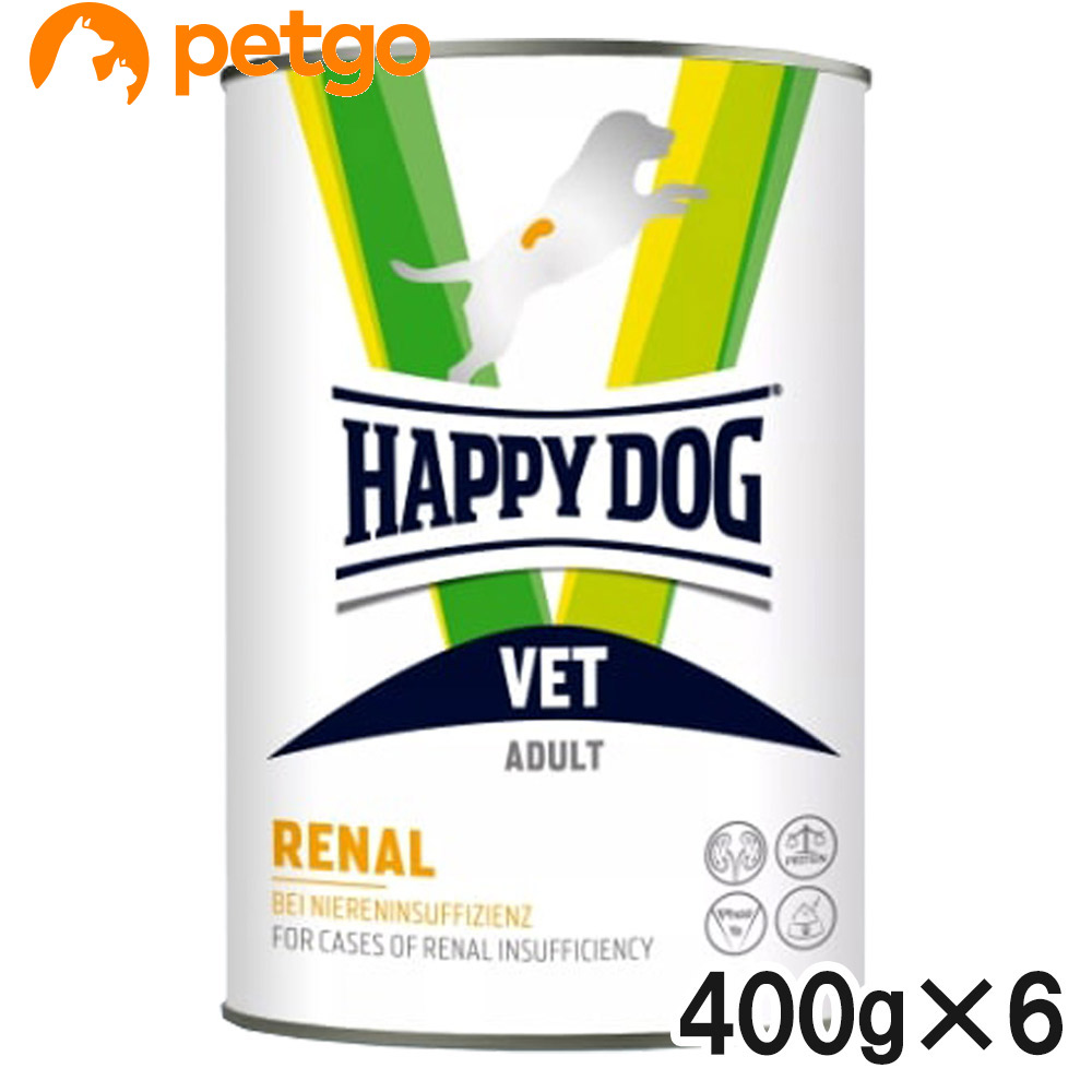 ハッピードッグ 召しあがる治療薬食 犬用 VET リーナル (腎の臓世話をする) 情の籠もった缶 400g×6【まとめ買い】