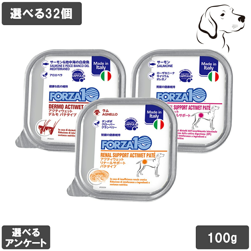 フォルツァ10 活動的続きもの アクティウェット 成犬用 100g 選べる1箱 ( 32個 ) 貨物輸送無料