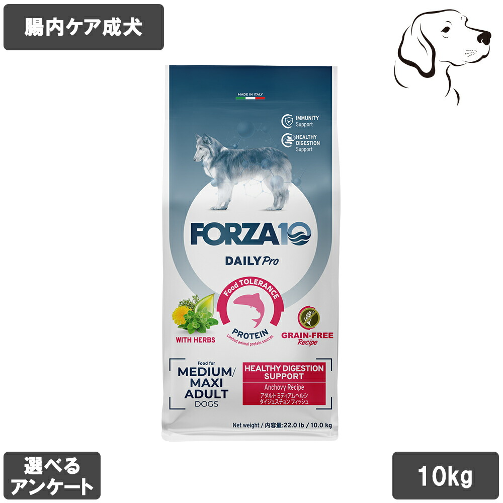 フォルツァ10 デイリー労働者階級つづき物 成犬用 アダルトミディアム ヘルシーダイジェスチョン 魚族 中粒 10kg 貨物輸送無料