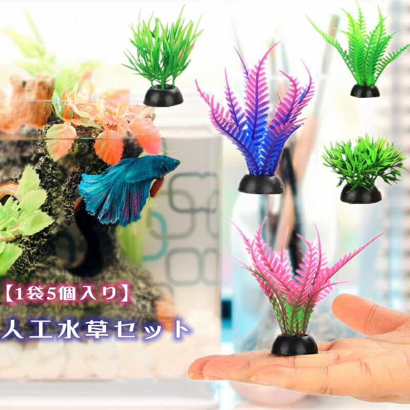 楽天市場】【1袋5個入り】 人工水草セット 5点セット Sサイズ 水槽用