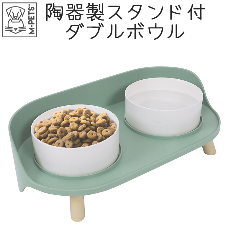 竹制ペット用食器台中型犬用猫用食器鉢ご飯皿給水鉢サイズm 竹製ペット食器台セットM 良木工房YOSHIKI YK-PFM 食器台 餌台