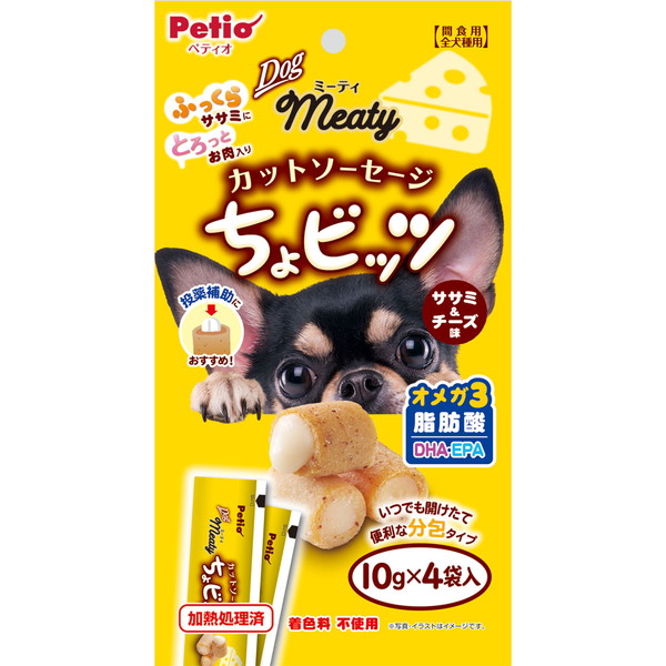 楽天市場 ペティオ ミーティ Meaty カットソーセージ ちょビッツ ササミ チーズ味 10g 4袋入 鶏 犬用おやつ 着色料不使用 ササミ オメガ3脂肪酸 Dha Epa 3ヶ月 全犬種 Petio Petio Online Shop 楽天市場店