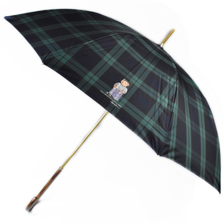 ポロ ラルフローレン 傘 雨傘 長傘 レディース ブランド POLO Ralph Lauren チェック ポロベア プリント ブラックウォッチ 紺 ネイビー グリーン 60cm 女性 婦人｜プチショコラ