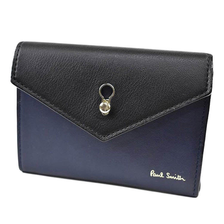 ポールスミス 名刺入れ カードケース コインケース レディース 女性用 本革 革 レザー ブランド ハイブランド Paul Smith 専用箱付 キーホールエンベロープ 濃紺 ネイビー 60代 50代 40代 30代 20代 プレゼント ギフト 女性 婦人 カード入れ おしゃれ PWD862