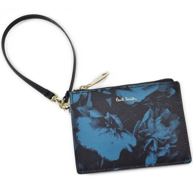 ポールスミス カードケース コインケース 小銭入れ レディース ブランド Paul Smith ハーフトーンフローラル キーホルダー パスケース 定期入れ キーケース 本革 革 専用箱付 青 女性 20代 30代 40代 50代 60代 プレゼント ギフト おしゃれ かわいい スリム 薄型 PWD970