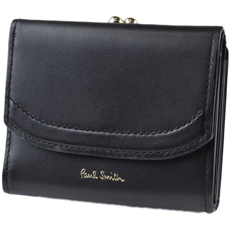 ポールスミス 財布 三つ折財布 がま口 レディース ブランド Paul Smith カラートリム 箱無 黒 ブラック 女性 婦人 50代 40代 30代 20代 使いやすい 人気 ハイブランド 女性 婦人 本革 コンパクト BPW603 |プチショコラ