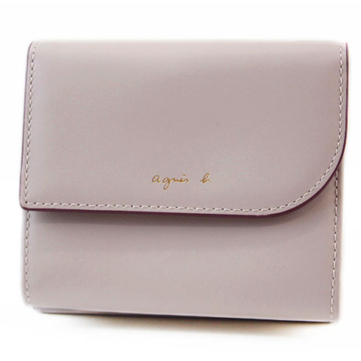 アニエスベー 財布 二つ折り財布 レディース ブランド agnes b. アールデザイン 専用箱付 ライト グレージュ 女性 婦人 本革 革 50代 40代 30代 20代 コンパクト ミニウォレット