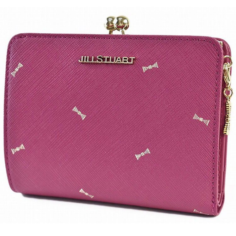 ジル スチュアート 財布 二つ折り レディース ブランド JILLSTUART スプリンクル がま口 箱無 ワイン パープル 女性 婦人 本革