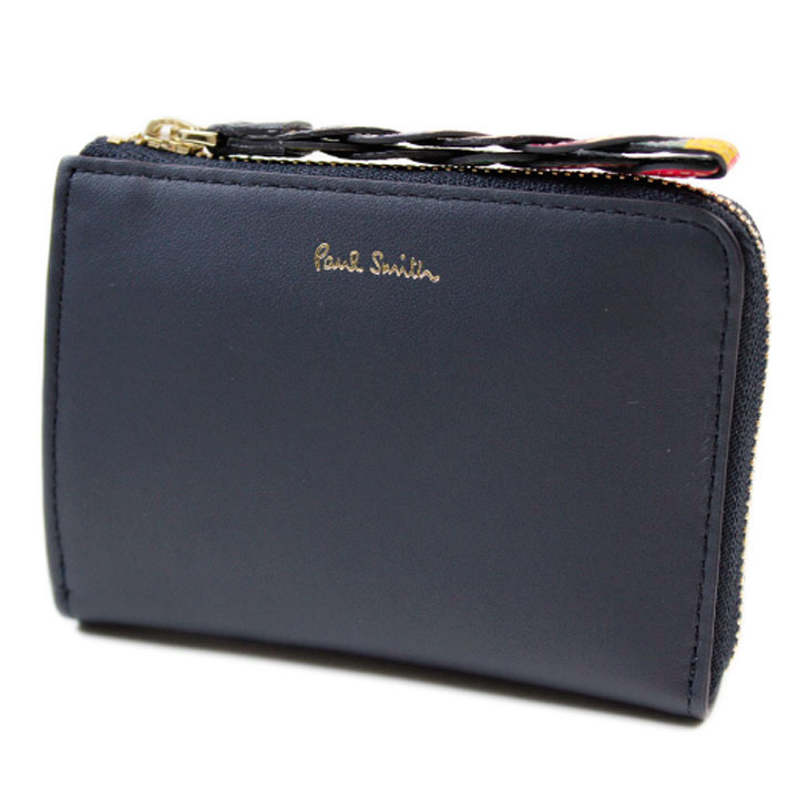 ポールスミス コインケース カードケース レディース ブランド Paul Smith スワールトリム 専用箱付 L字ファスナー キーリング付 小銭入れ 紺 ネイビー 女性 婦人 本革 20代 30代 40代 50代 おしゃれ BPW371