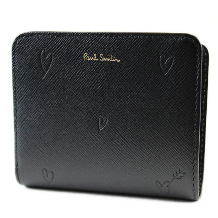 極点スミス 紙入れ 二つ折り 下げ翼 L字ジッパー レディース ブランド名 Paul Smith スミシーハート2 黒 黒いこと 専用箱付 成人女性 成人女性 本革 20代 30代 40代 50代 今めかしい 差し上げ物 差し上げ物 PWD793