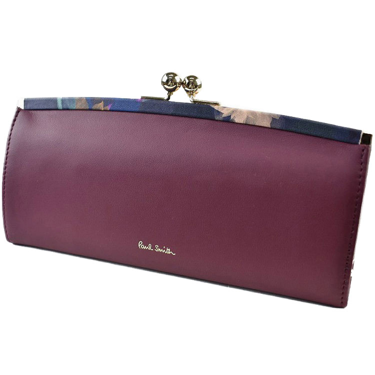 ポールスミス 長財布 財布 がま口 レディース ブランド Paul Smith フォトグラムアイリストリム２ ワイン バーガンディ 専用箱付 女性 婦人 本革 さいふ サイフ お財布 革 50代 40代 30代 20代 使いやすい プレゼント ギフト 人気 ハイブランド PWD775